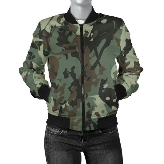 Camouflage Pattern Print Design 06 Women's Bomber Jacket