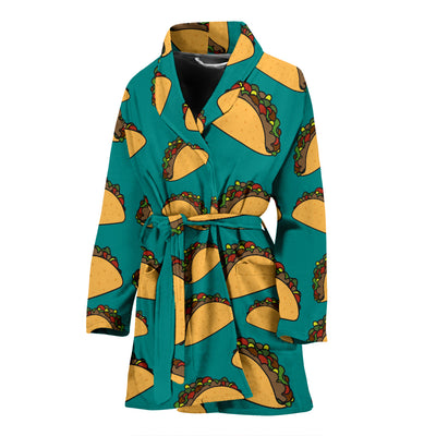 Taco Pattern Print Design TC07 Women Bathrobe