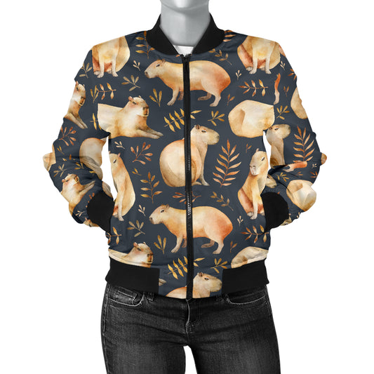 Capybara Pattern Print Design 02 Women's Bomber Jacket