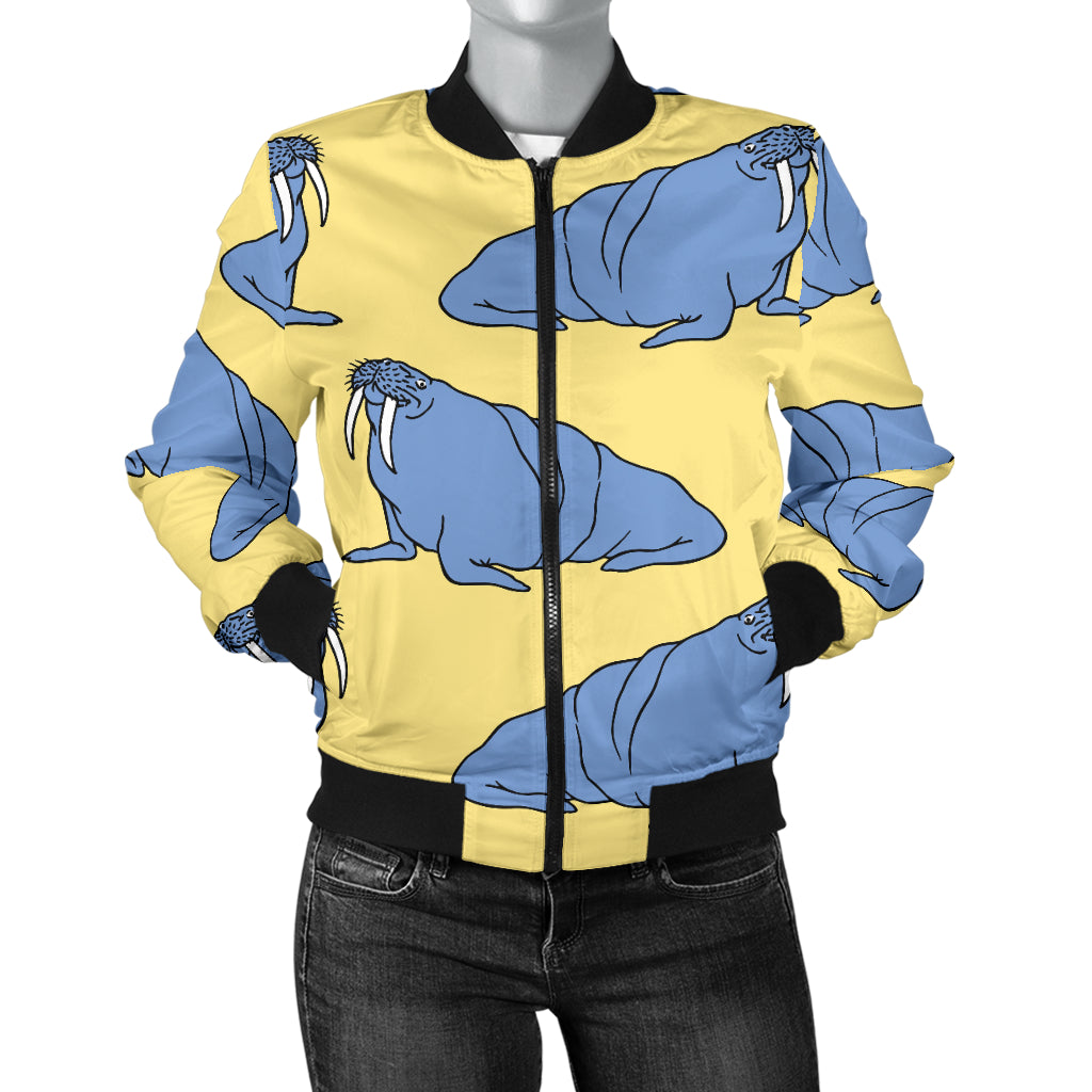Walrus Pattern Print Design 02 Women's Bomber Jacket