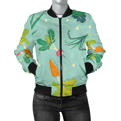Radish Pattern Print Design A01 Women's Bomber Jacket
