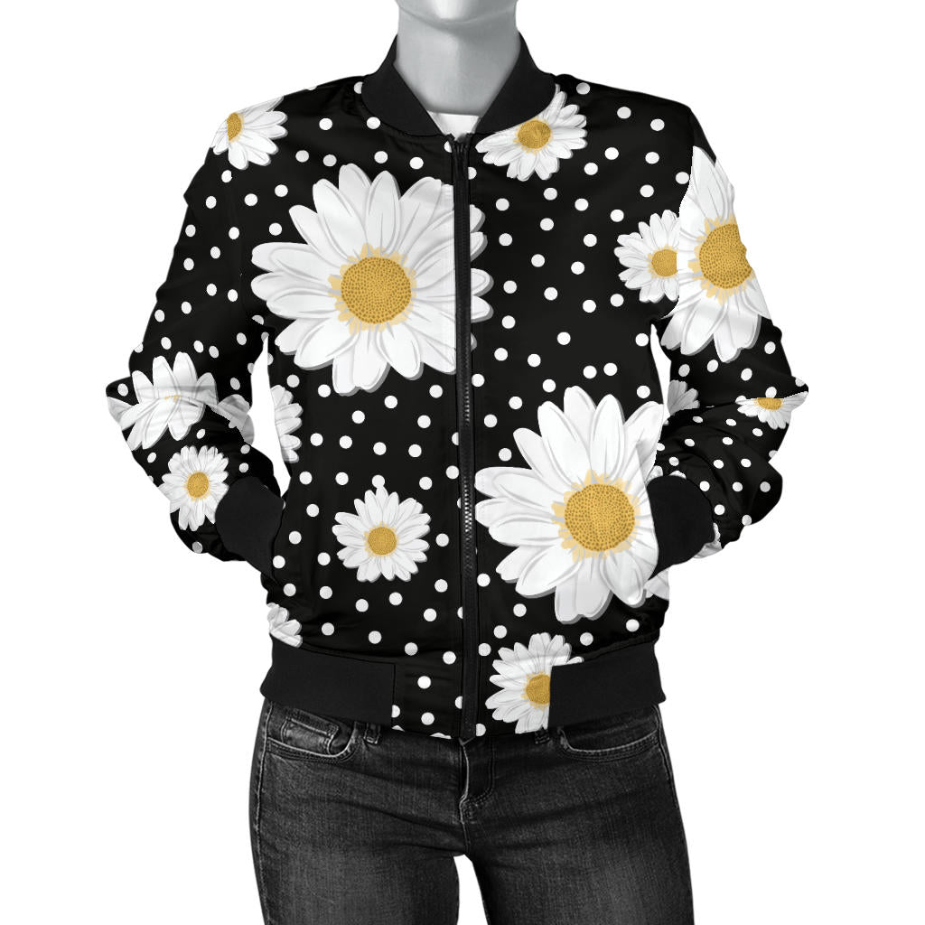 Daisy Pattern Print Design DS02 Women Bomber Jacket