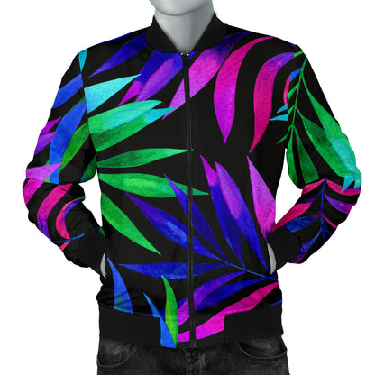 Tropical Flower Pattern Print Design TF010 Men Bomber Jacket