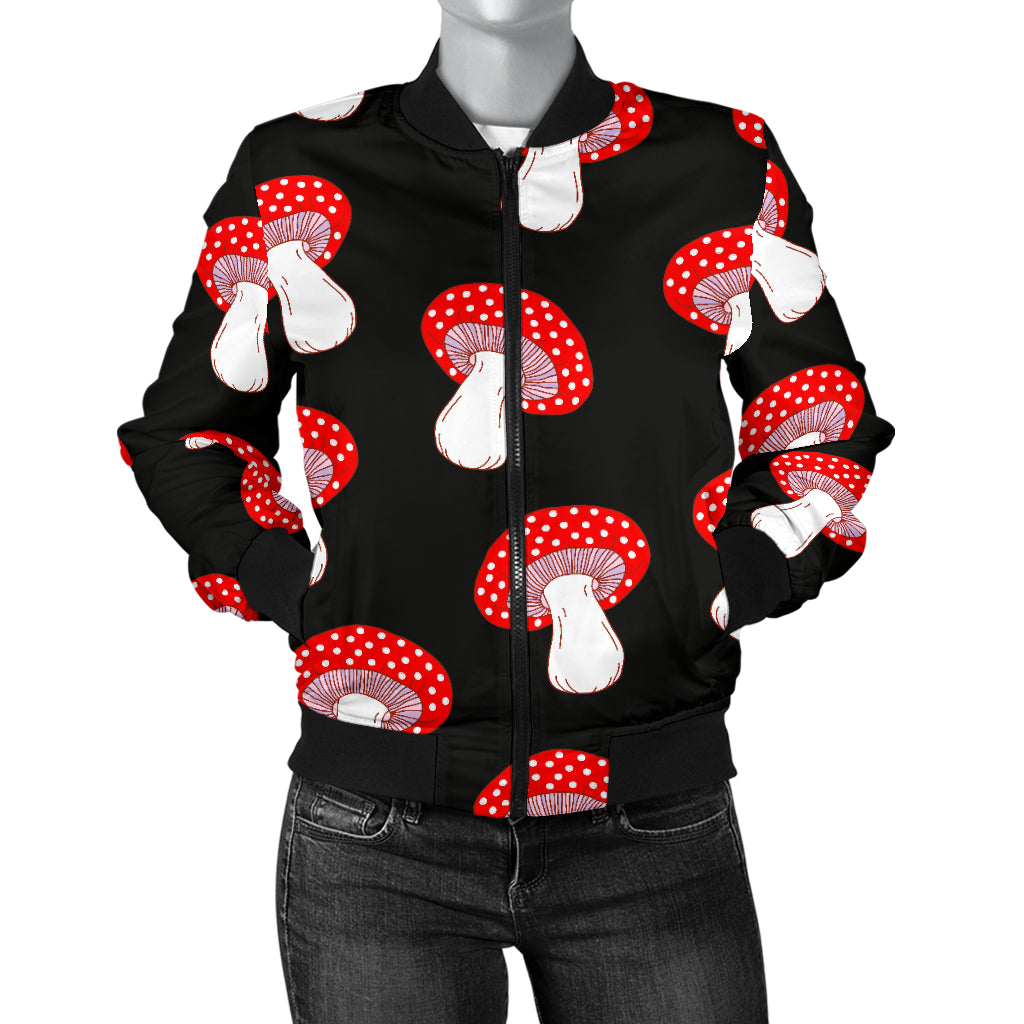Mushroom Pattern Print Design A02 Women's Bomber Jacket