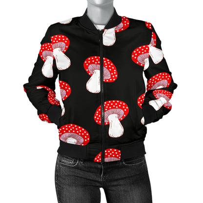 Mushroom Pattern Print Design A02 Women's Bomber Jacket