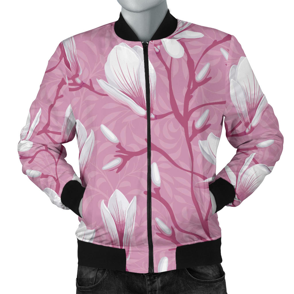 Magnolia Pattern Print Design MAG05 Men Bomber Jacket