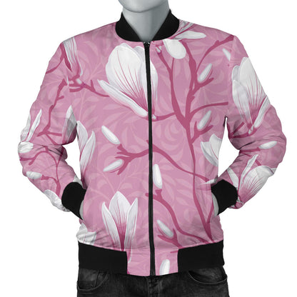 Magnolia Pattern Print Design MAG05 Men Bomber Jacket