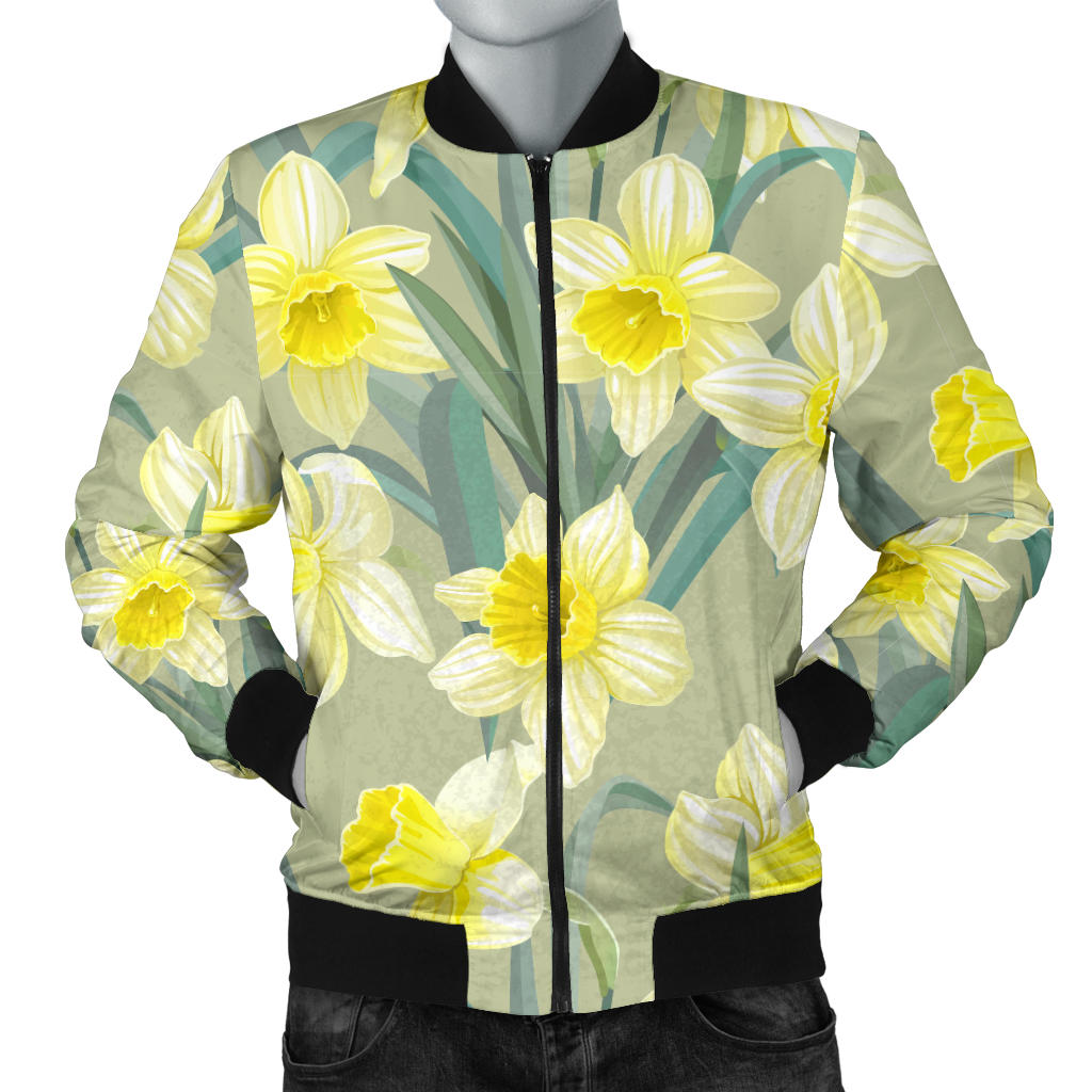 Daffodils Pattern Print Design DF01 Men Bomber Jacket