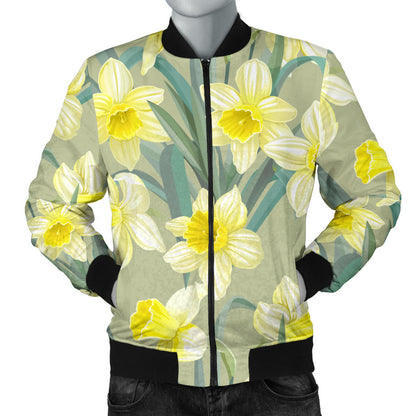 Daffodils Pattern Print Design DF01 Men Bomber Jacket