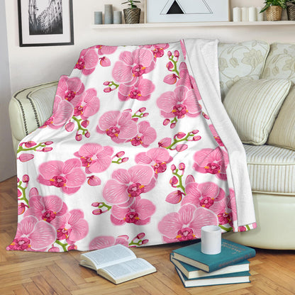 Orchid Pink Pattern Print Design OR07 Fleece Blanket