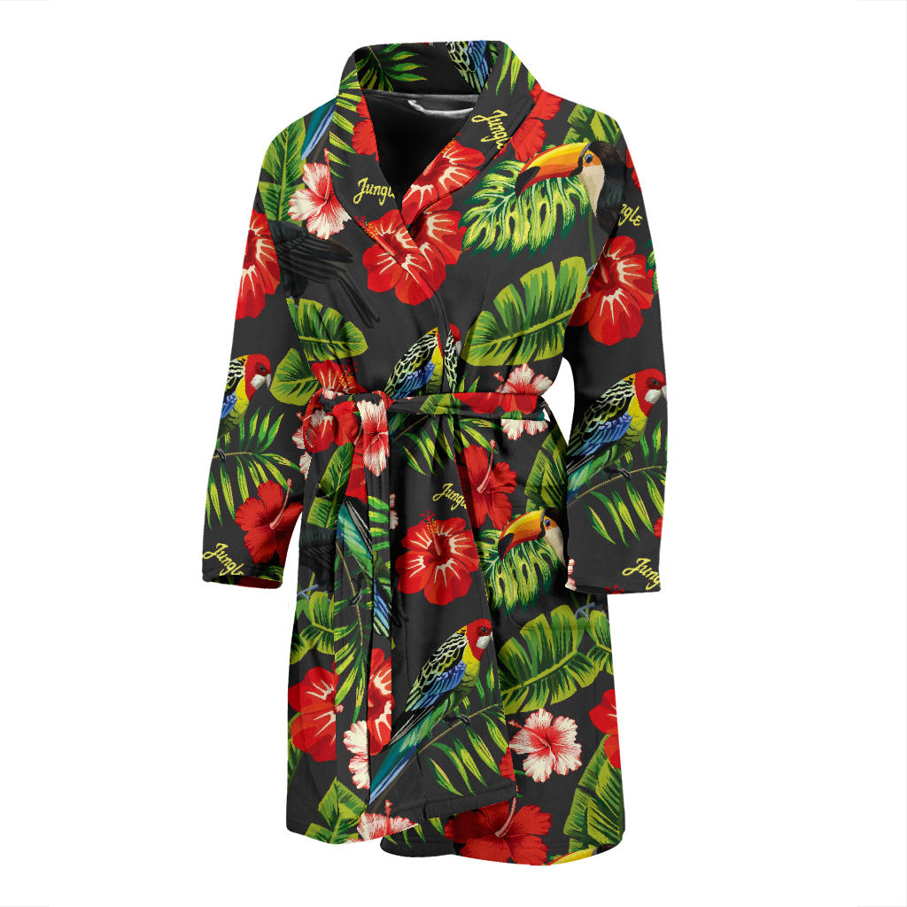 Tropical Flower Pattern Print Design TF04 Men Bathrobe