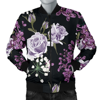 Lilac Pattern Print Design LI04 Men Bomber Jacket