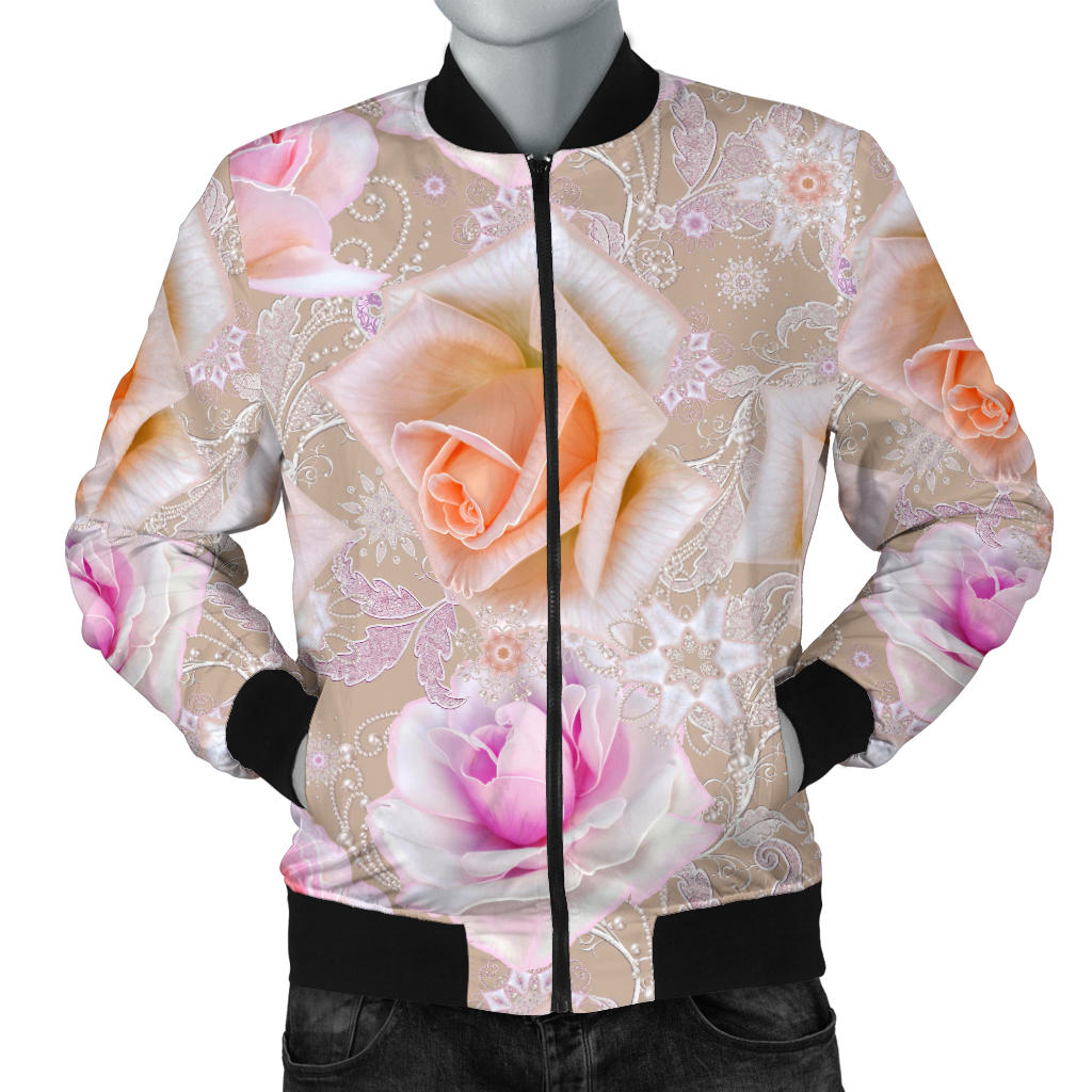 Rose Pattern Print Design RO011 Men Bomber Jacket