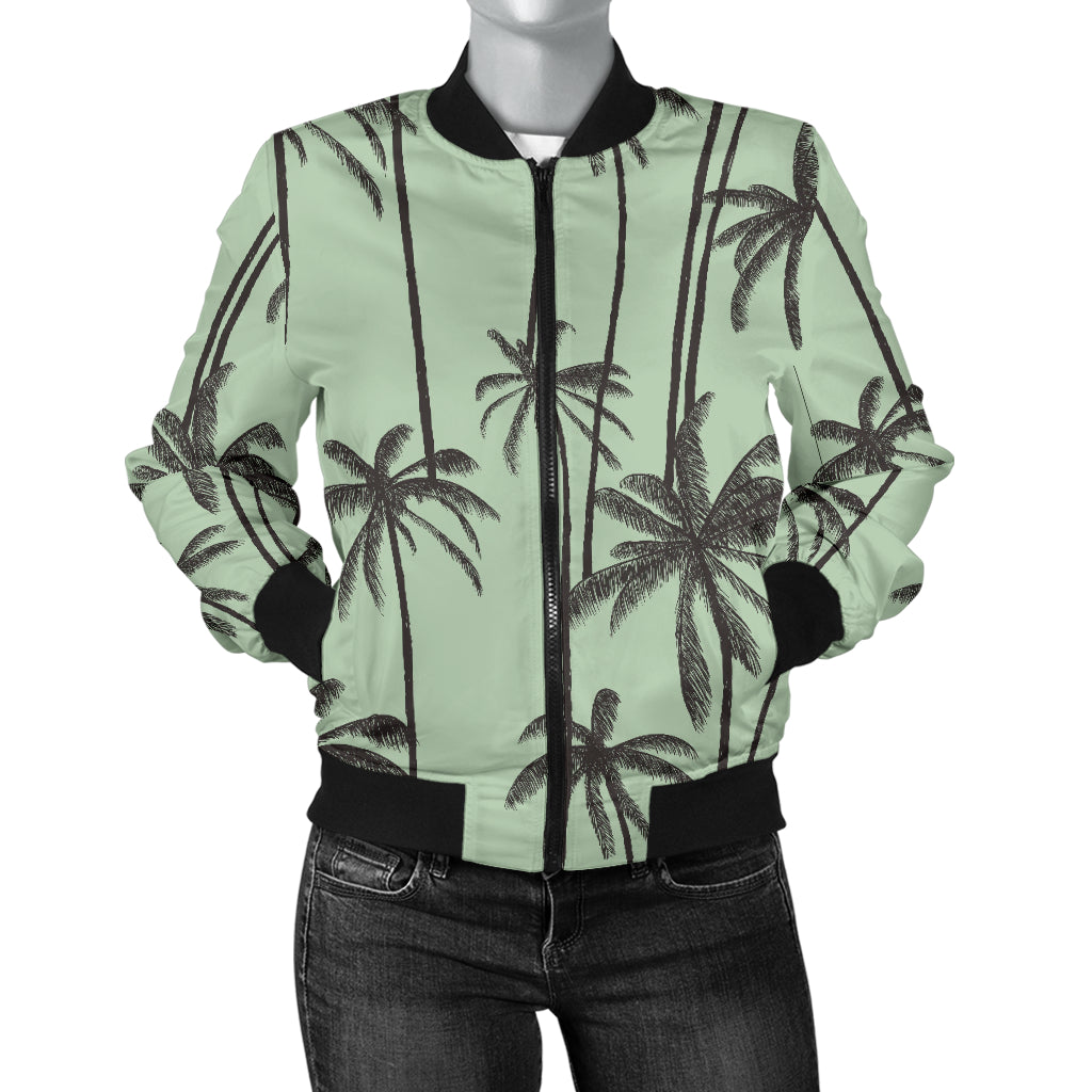 Palm Tree Pattern Print Design A04 Women's Bomber Jacket