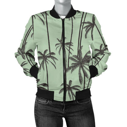 Palm Tree Pattern Print Design A04 Women's Bomber Jacket