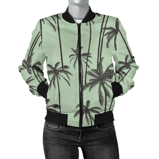 Palm Tree Pattern Print Design A04 Women's Bomber Jacket