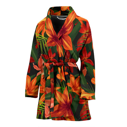 Amaryllis Pattern Print Design AL05 Women Bathrobe