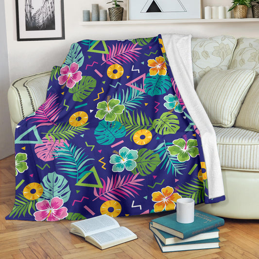 Hawaiian Themed Pattern Print Design H014 Fleece Blanket