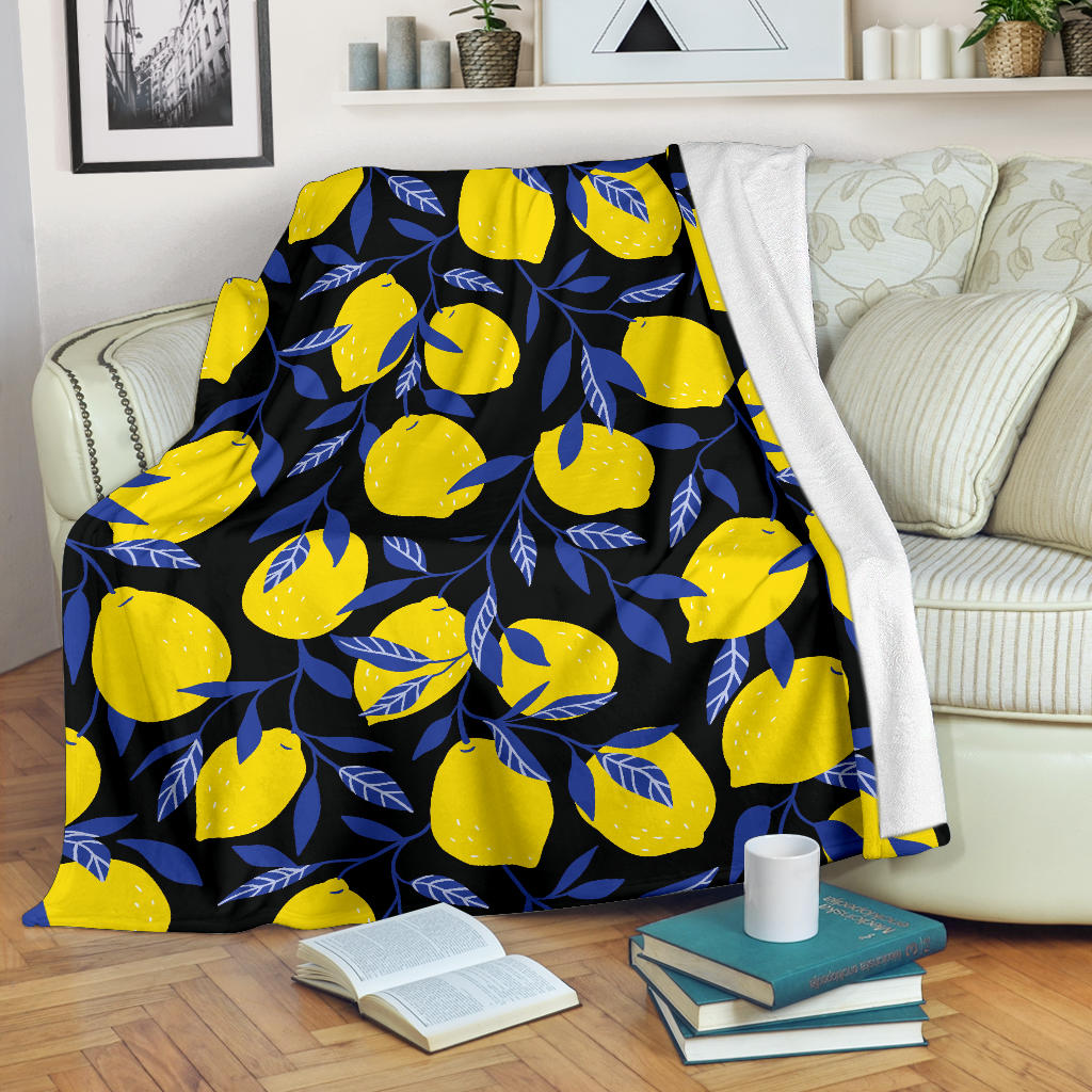 Lemon Pattern Print Design LM01 Fleece Blanket