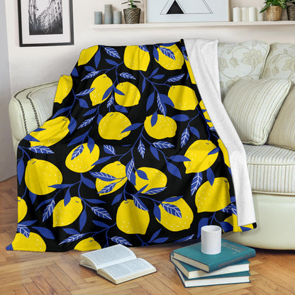 Lemon Pattern Print Design LM01 Fleece Blanket