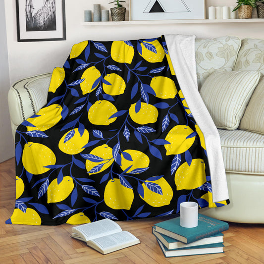 Lemon Pattern Print Design LM01 Fleece Blanket