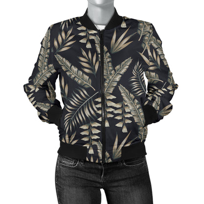 Banana Leaf Pattern Print Design 07 Women's Bomber Jacket