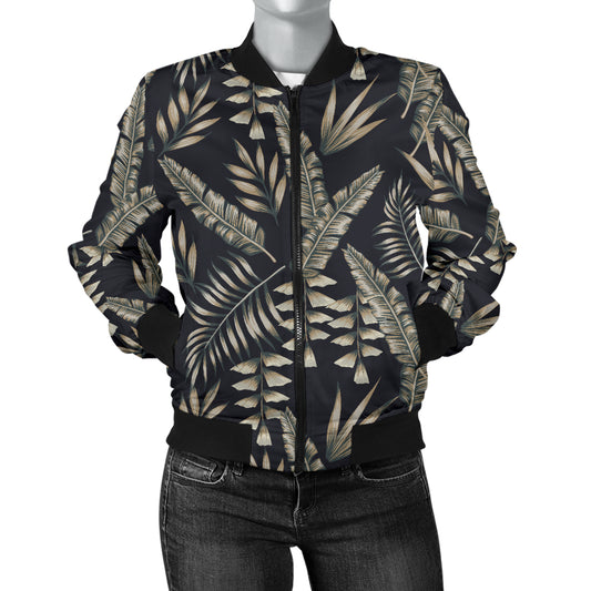 Banana Leaf Pattern Print Design 07 Women's Bomber Jacket