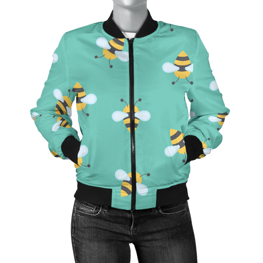 Bee Pattern Print Design 01 Women's Bomber Jacket