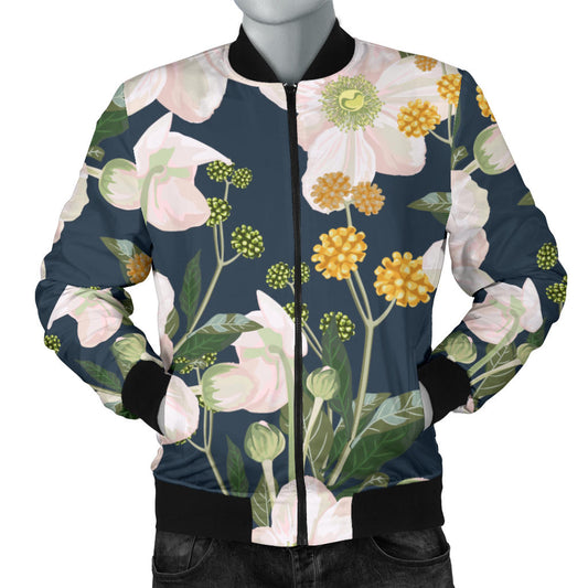 Anemone Pattern Print Design AM04 Men Bomber Jacket