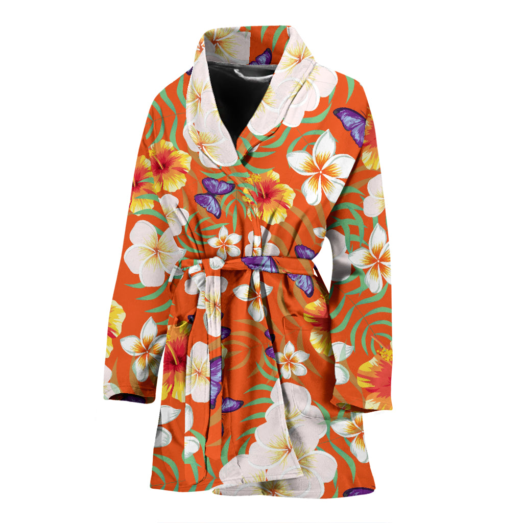 Tropical Flower Pattern Print Design TF027 Women Bathrobe