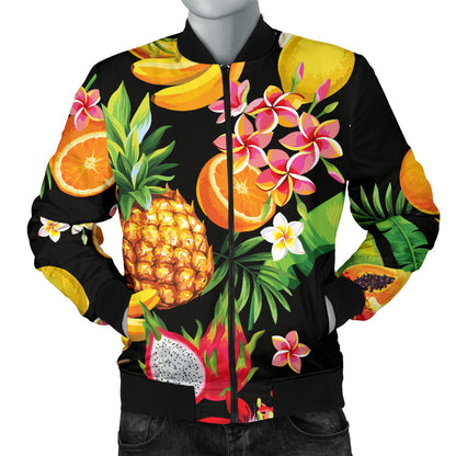 Tropical Fruits Pattern Print Design TF02 Men Bomber Jacket