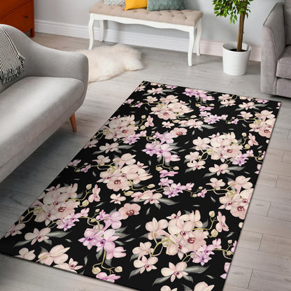 Orchid White Pattern Print Design OR03 Area Rugs