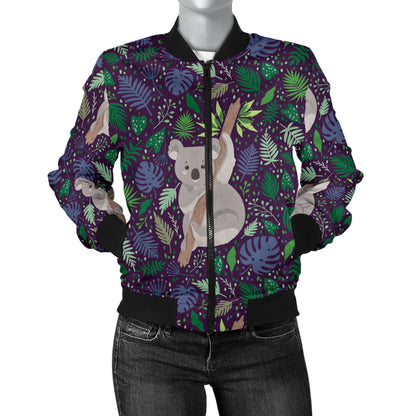 Koala Pattern Print Design 06 Women's Bomber Jacket
