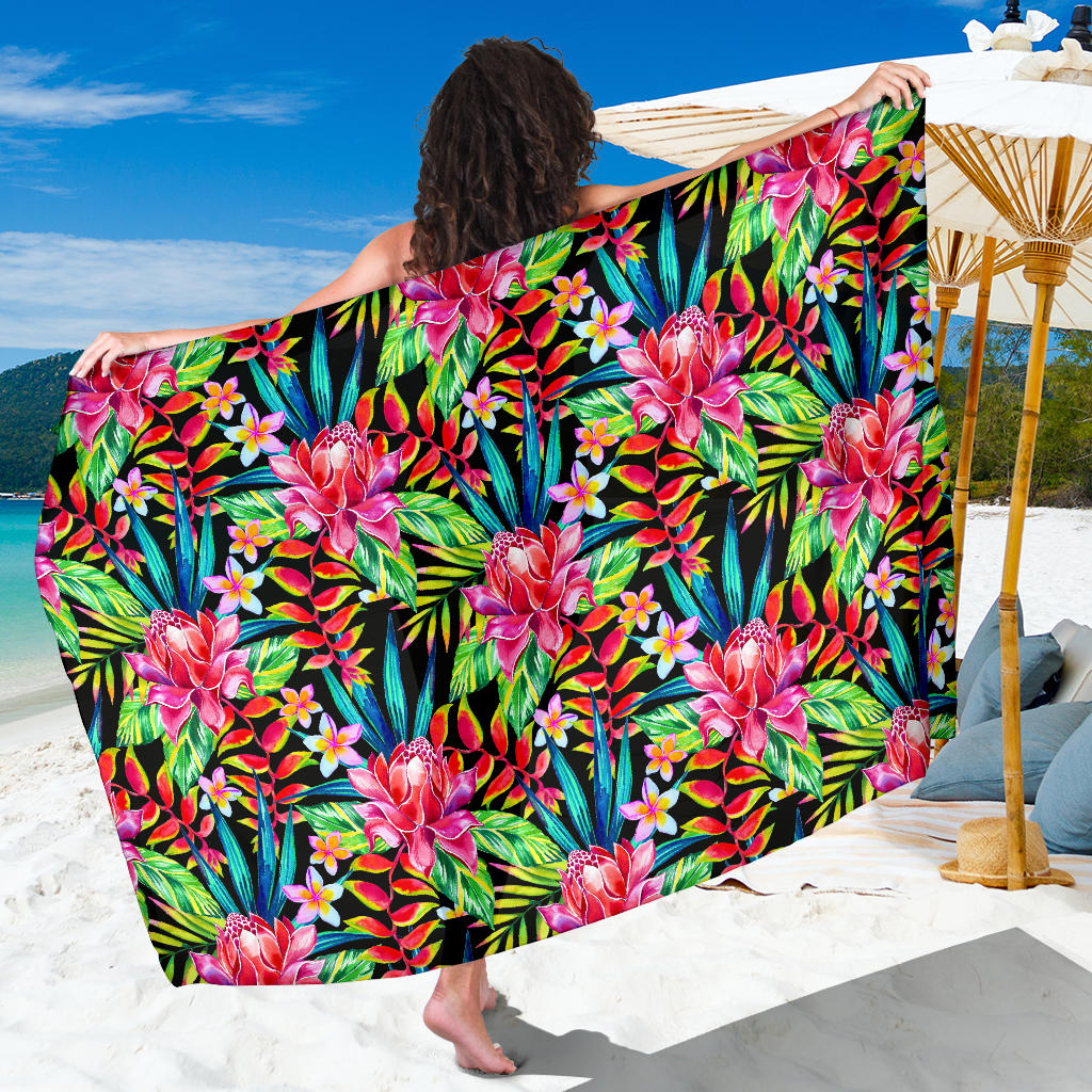 Heliconia Pattern Print Design HL02 Sarong Pareo Wrap