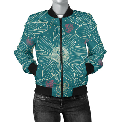 Lotus Pattern Print Design 01 Women's Bomber Jacket