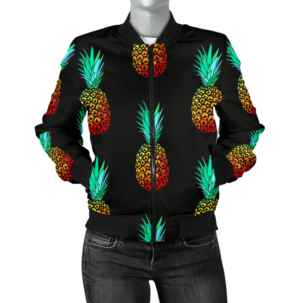 Pineapple Pattern Print Design A05 Women's Bomber Jacket