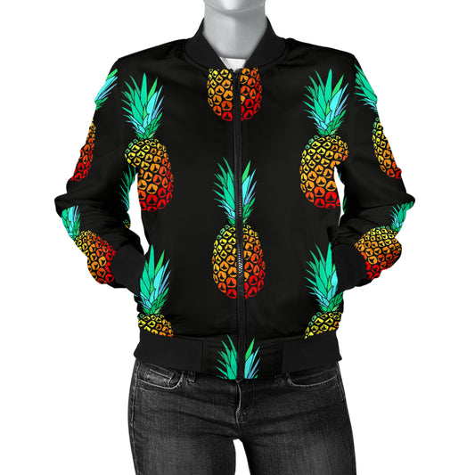 Pineapple Pattern Print Design A05 Women's Bomber Jacket