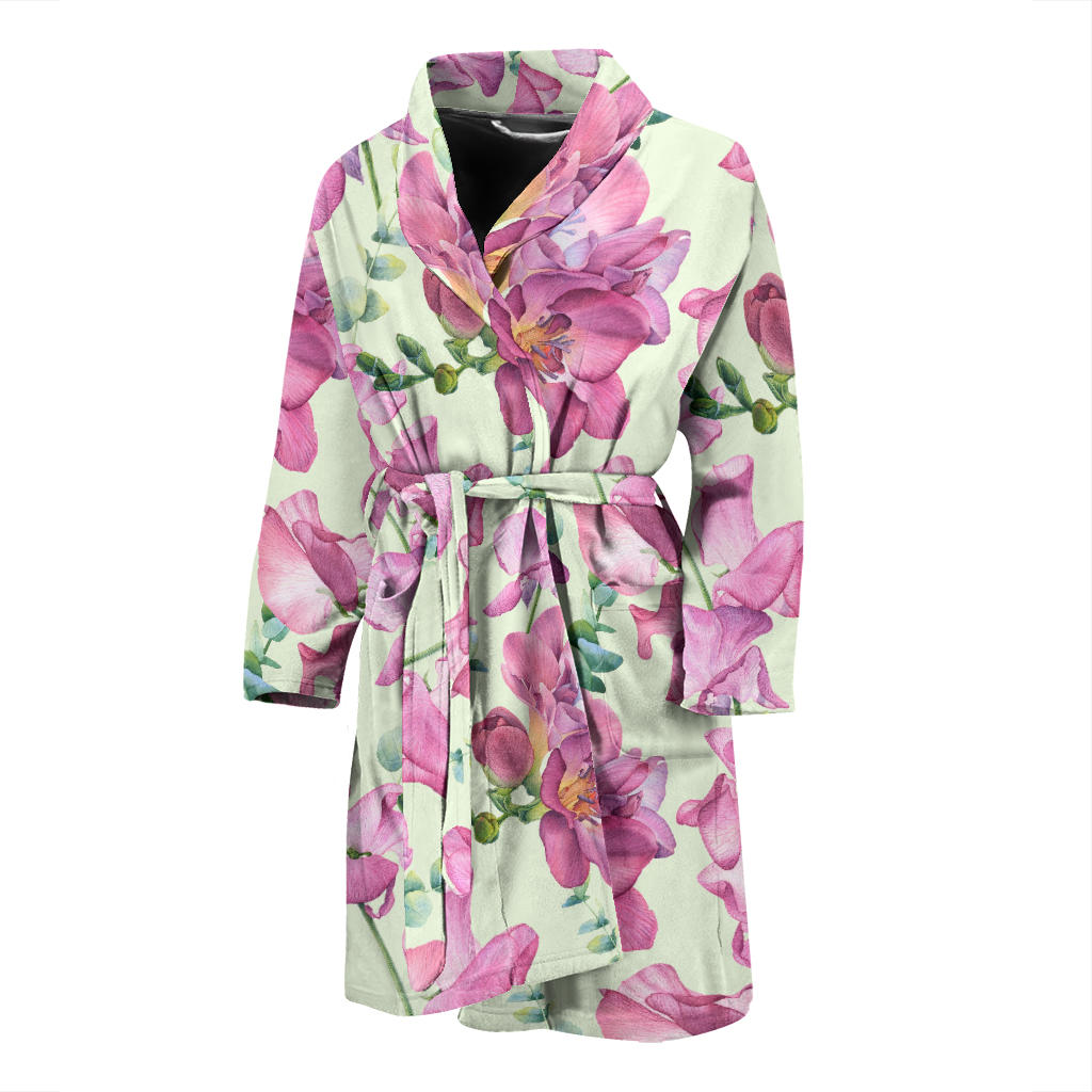 Peony Pattern Print Design PE011 Men Bathrobe