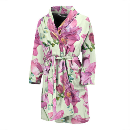 Peony Pattern Print Design PE011 Men Bathrobe