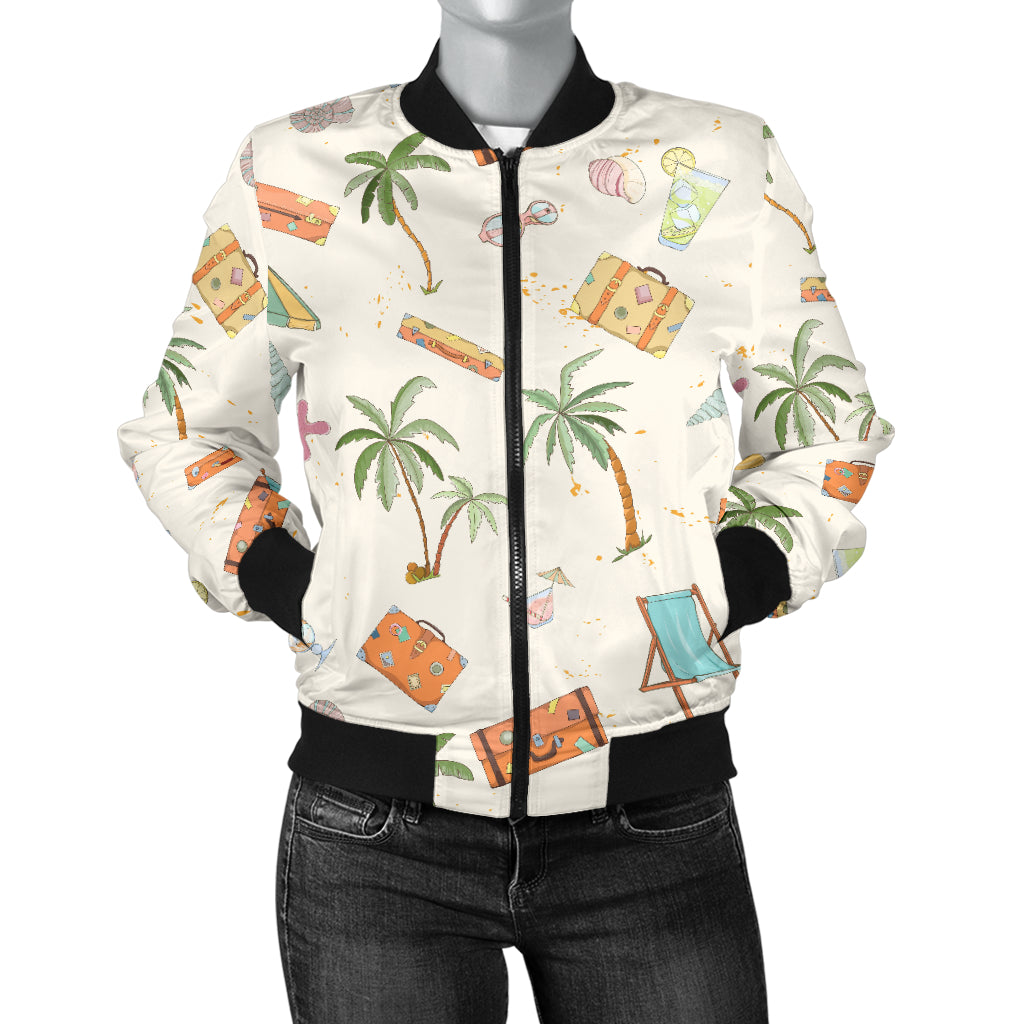 Beach Themed Pattern Print Design 05 Women's Bomber Jacket