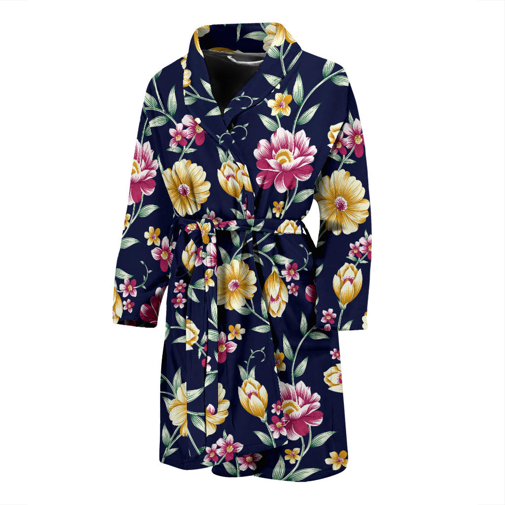Gerberas Pattern Print Design GB03 Men Bathrobe