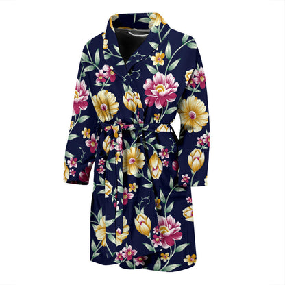 Gerberas Pattern Print Design GB03 Men Bathrobe