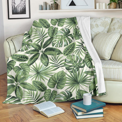 Palm Leaves Pattern Print Design PL014 Fleece Blanket