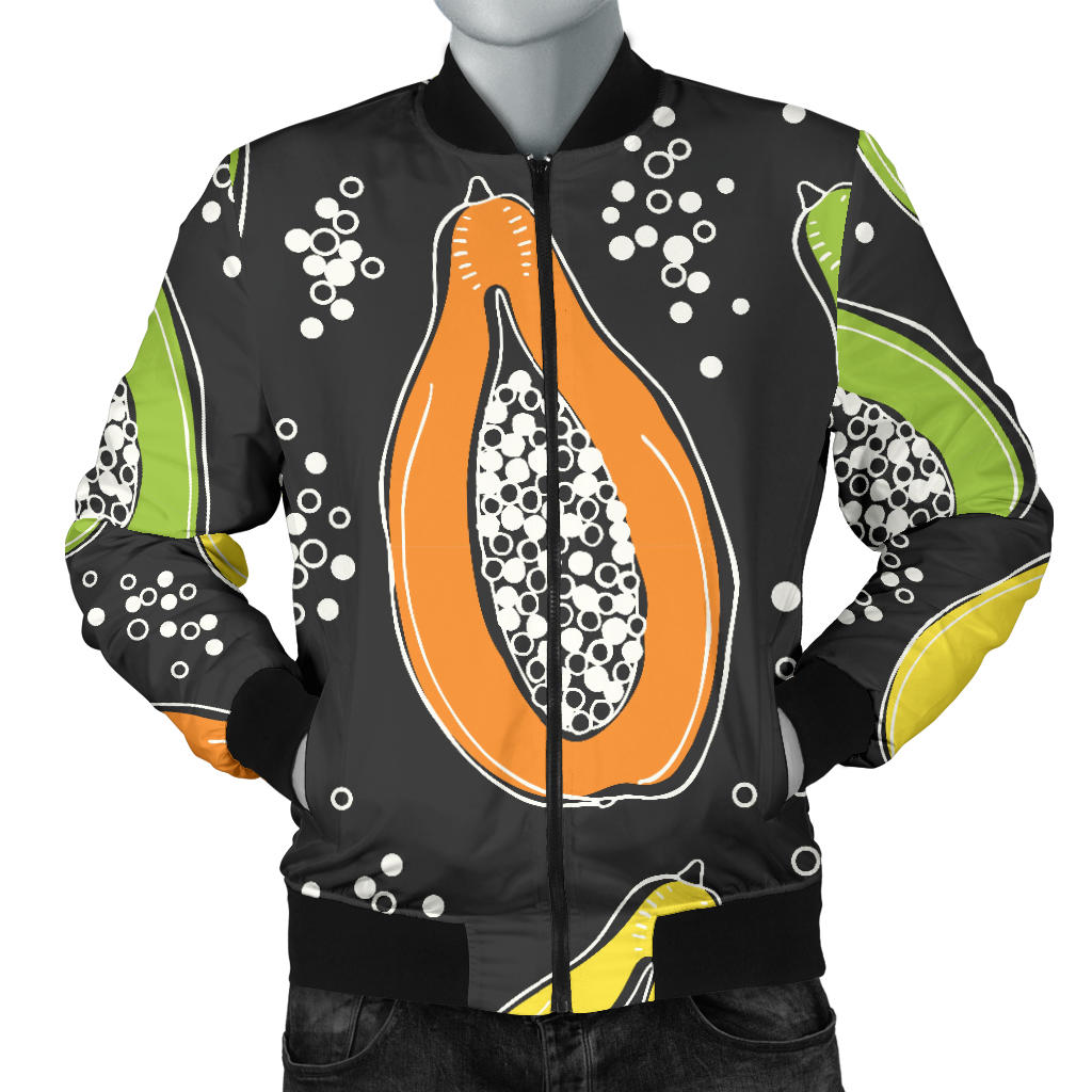 Papaya Pattern Print Design PP05 Men Bomber Jacket