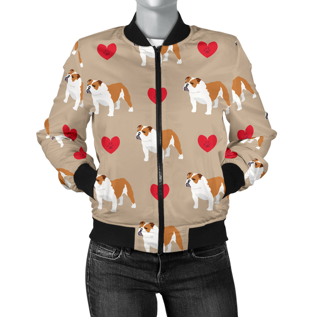Bulldogs Pattern Print Design 02 Women's Bomber Jacket