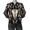 Buffalo Head Boho Style Pattern Print Design 01 Women's Bomber Jacket