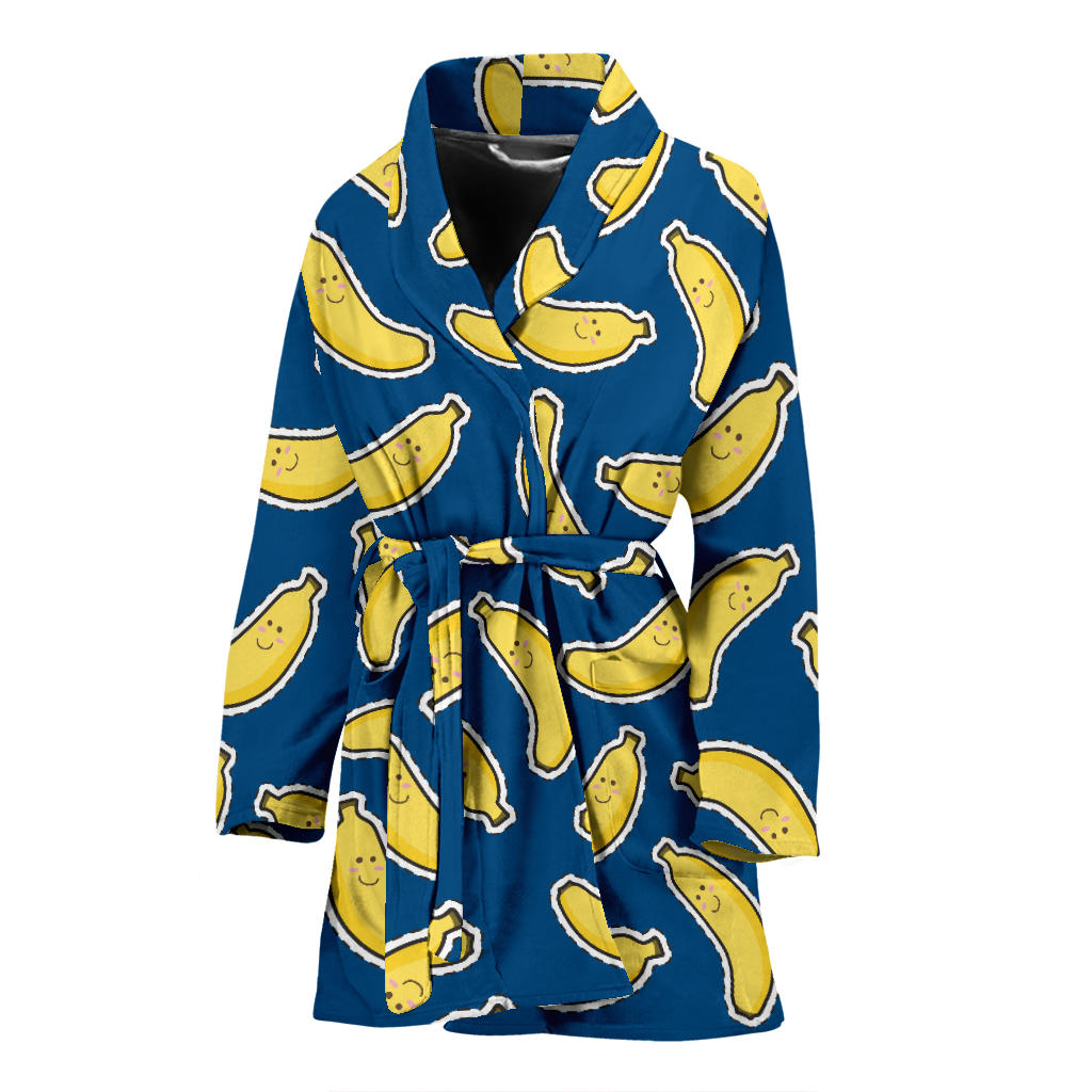 Banana Pattern Print Design BA03 Women Bathrobe