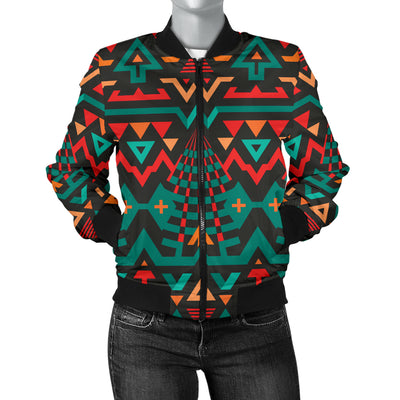 Aztec Pattern Print Design 04 Women's Bomber Jacket