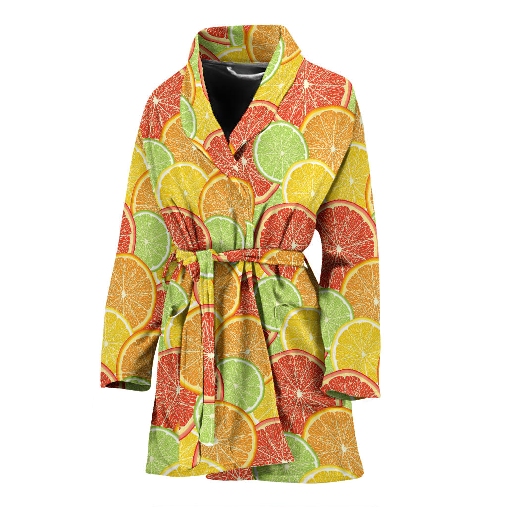 Grapefruit Pattern Print Design GF01 Women Bathrobe