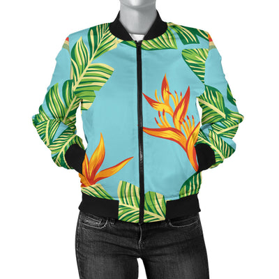 Bird Of Paradise Pattern Print Design BOP04 Women Bomber Jacket